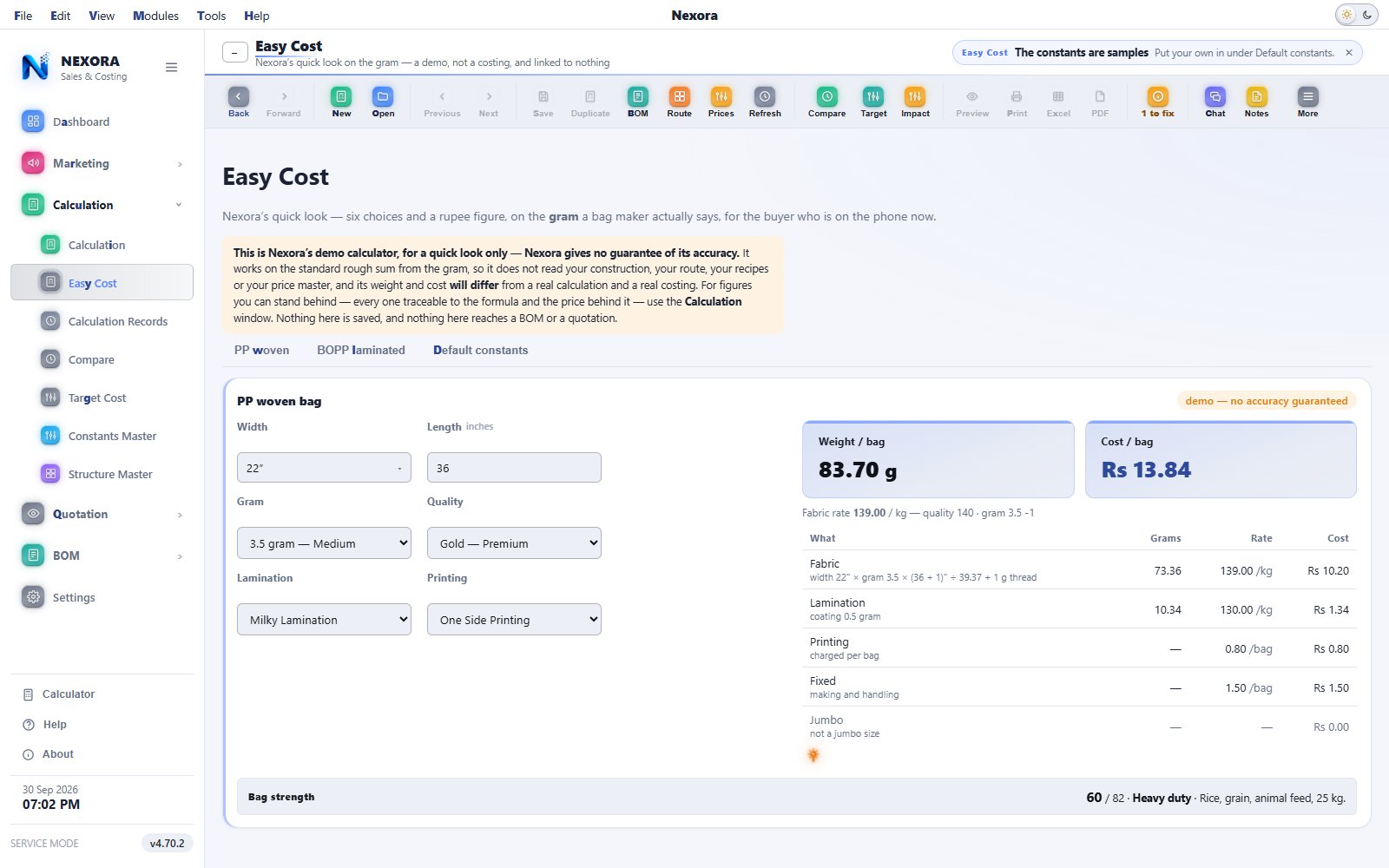Easy Cost calculator, light theme