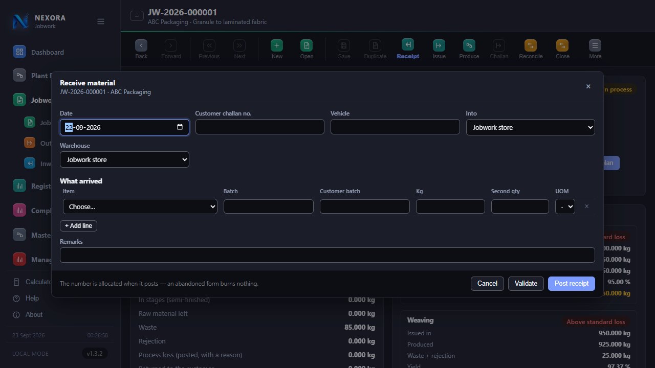 Receiving customer material, dark theme