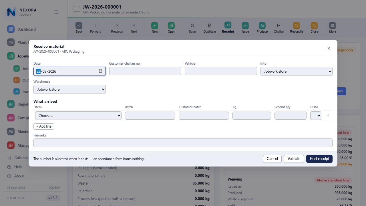 Receiving customer material, light theme