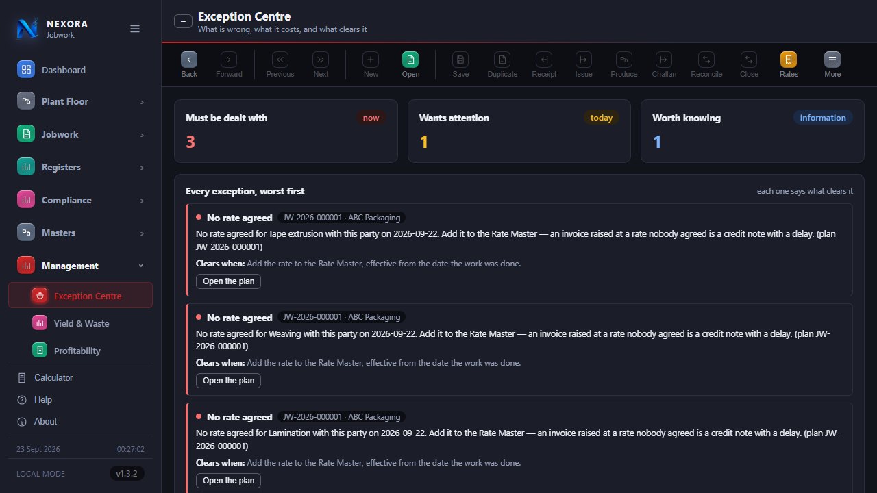 The exception centre, dark theme