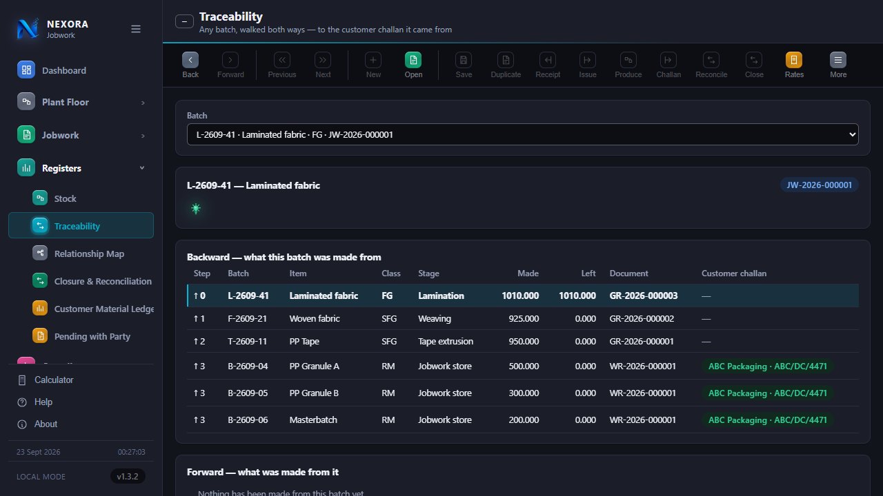 Batch traceability, dark theme