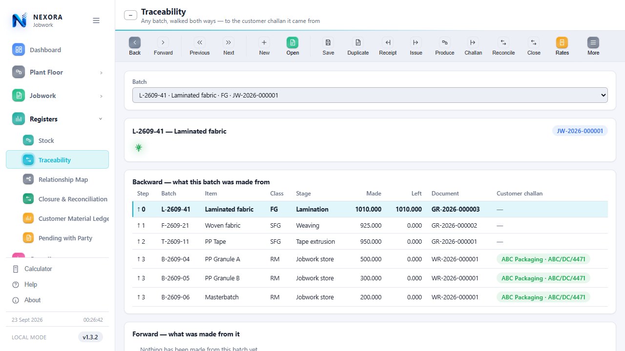 Batch traceability, light theme