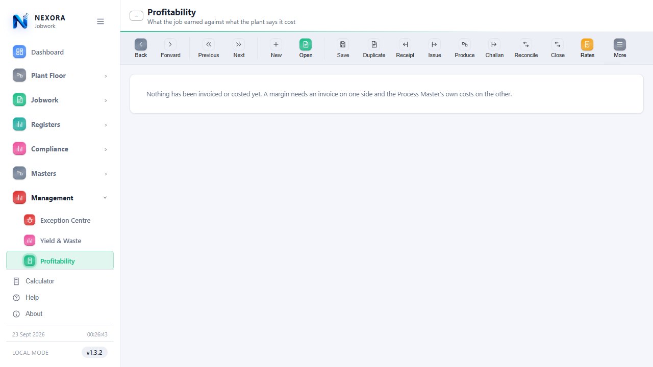 Jobwork profitability by plan and customer, light theme