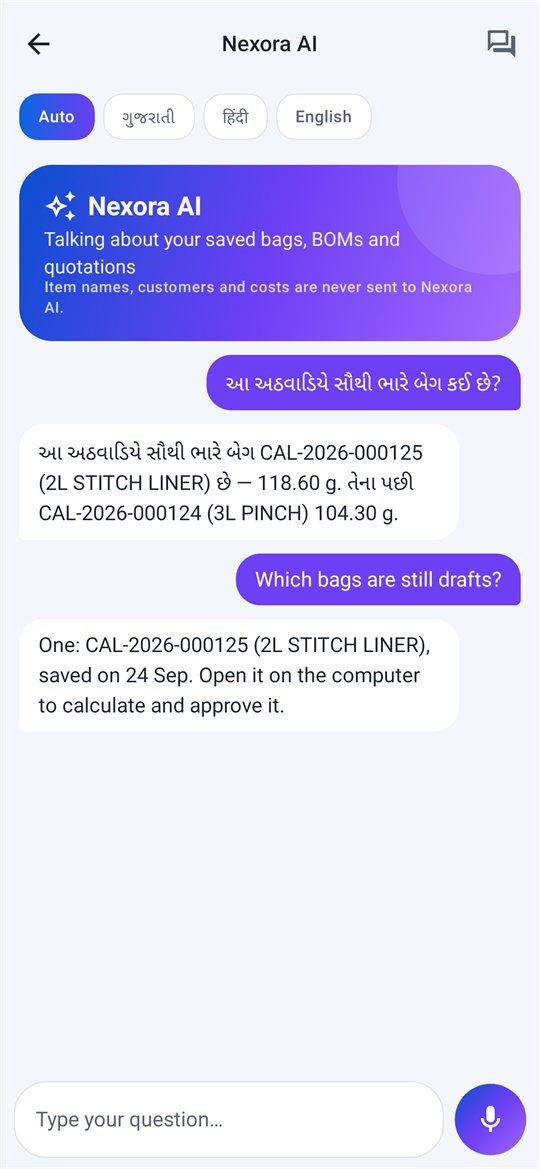 Nexora AI on the phone, answering a question asked in Gujarati